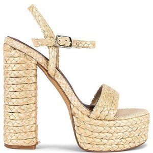 NWT Jeffrey Campbell yachty raffia platform chunky heel in tan size 8